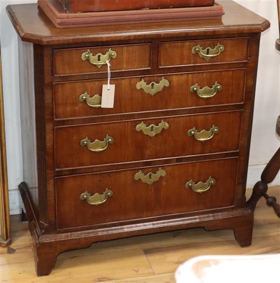 A small 18th century walnut chest of drawers W.75cm